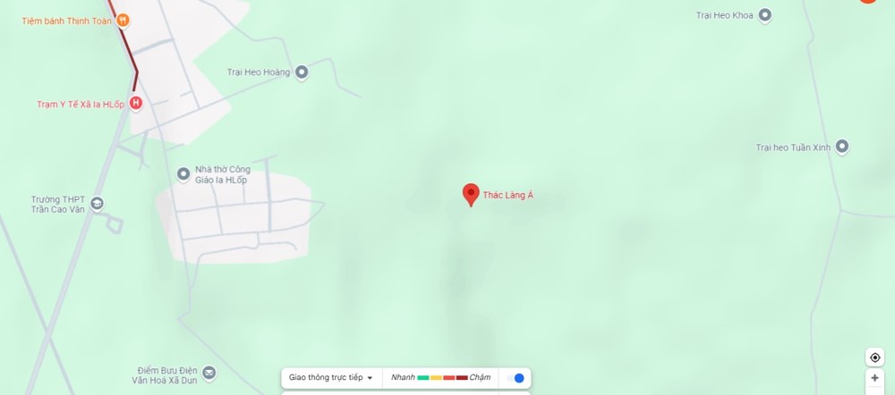 Thác làng Á nằm trên địa bàn huyện Chư Sê, tỉnh Gia Lai (Ảnh: Google Map)