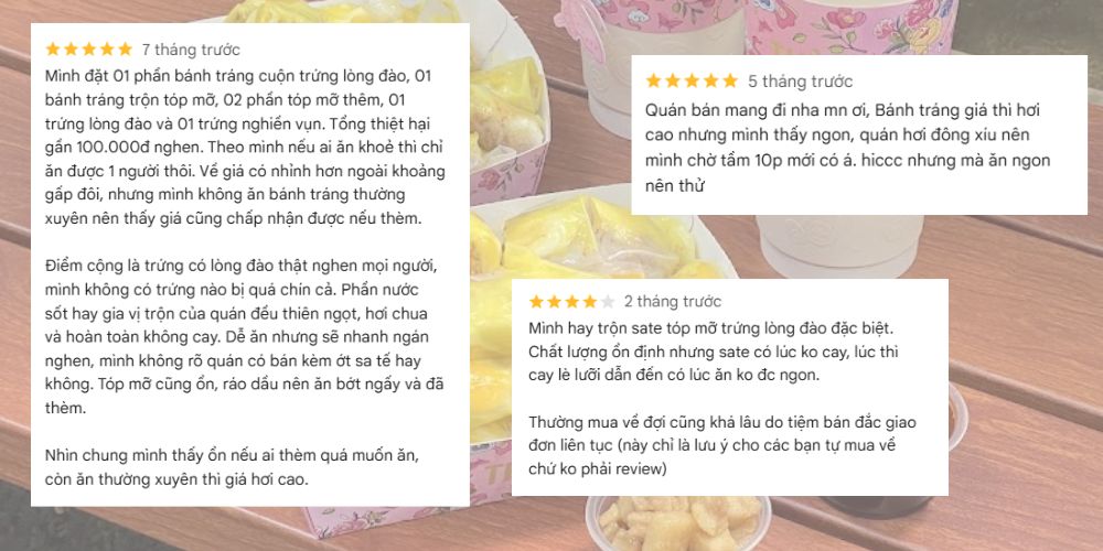 Feedback khách hàng về bánh tráng tại quán Thèm Gì Cũng Có 