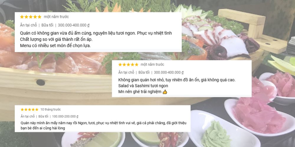 Cảm nhận khách hàng về Hali Sushi