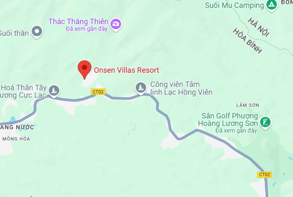 Onsen Resort cách sân Golf Phượng Hoàng Lương Sơn khoảng 8km (Ảnh: Google Maps)