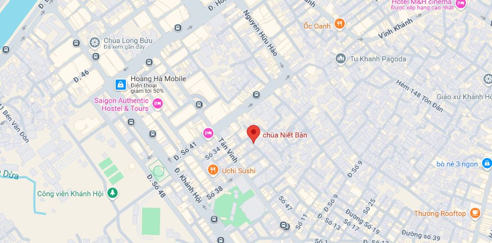 Chùa Niết Bàn nằm tại đường Hoàng Diệu, Quận 4 (Ảnh: Google Maps)