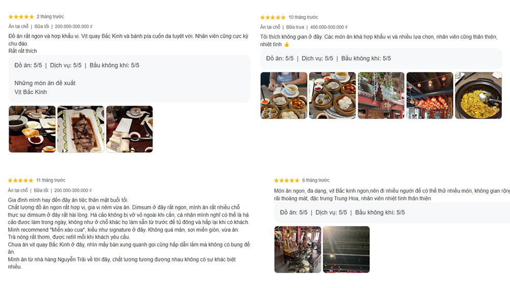 Một số đánh giá nhận xét về nhà hàng trên Google Maps (Ảnh: Google Maps)
