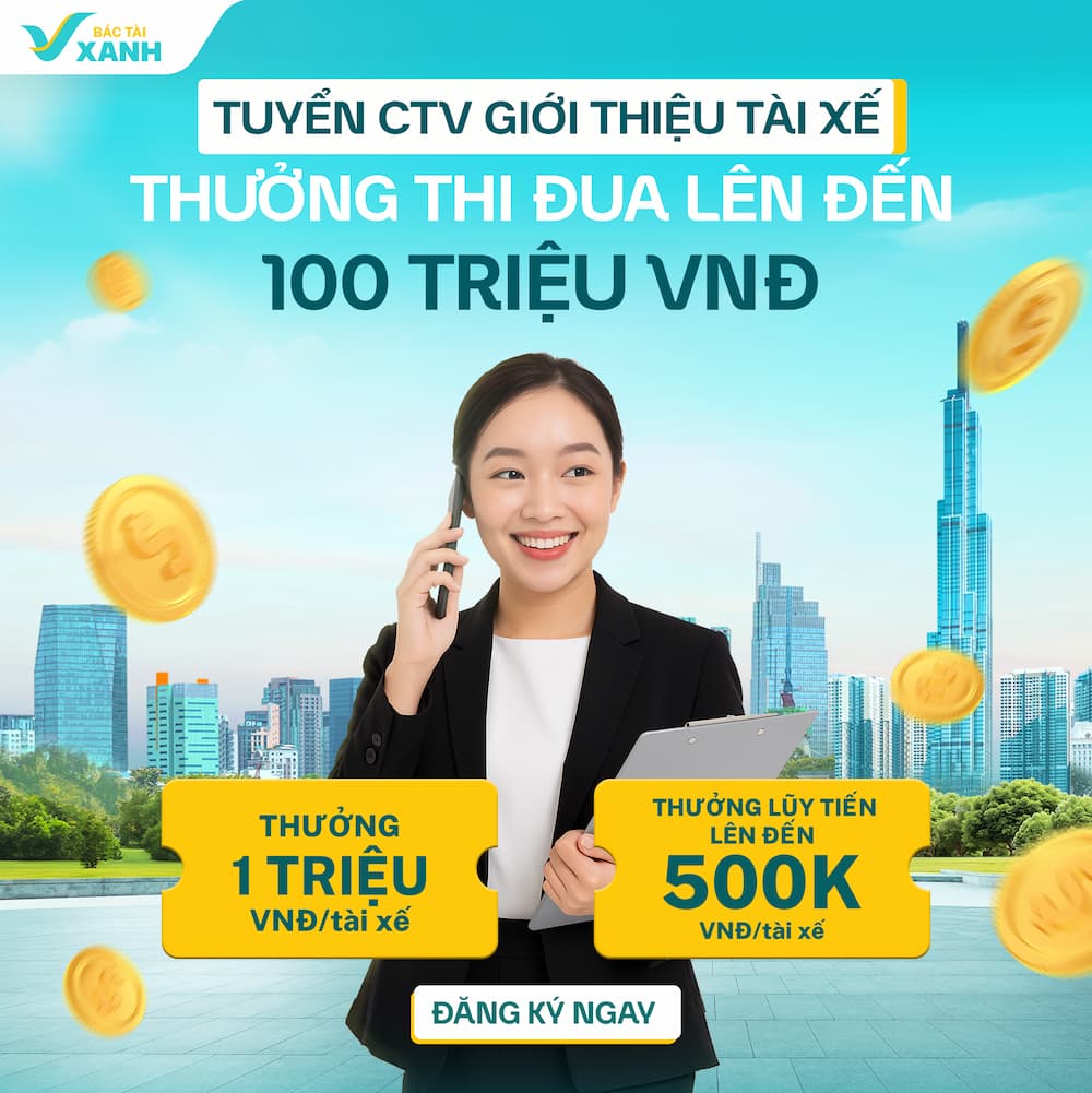 Chính sách thưởng cộng tác viên tuyển tài xế Xanh SM (Ảnh: Xanh SM)