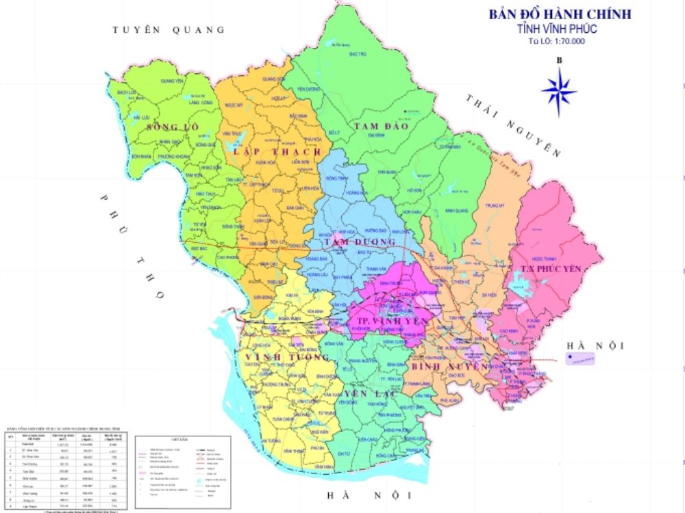 Hình ảnh bản đồ hành chính tỉnh Vĩnh Phúc (Ảnh: english.vinhphuc.gov.vn)