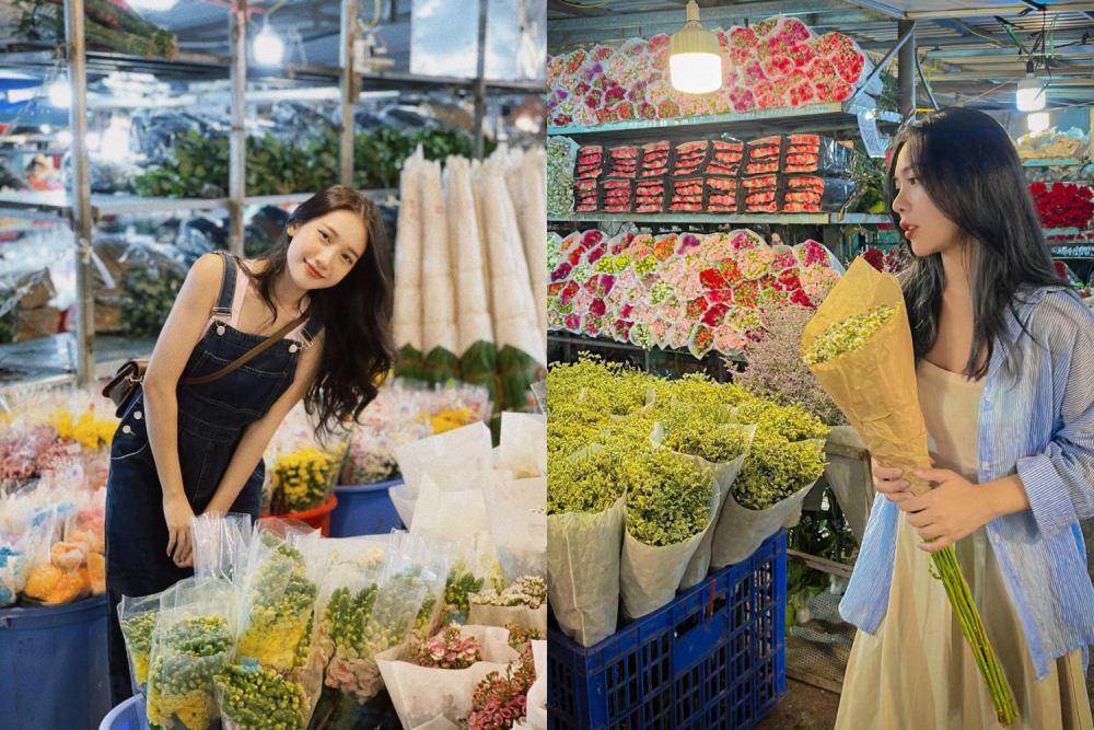 Chợ hoa Quảng Bá là địa điểm bạn không thể bỏ lỡ khi hình ảnh Hồ Tây về đêm (Ảnh: Sưu tầm Internet)
