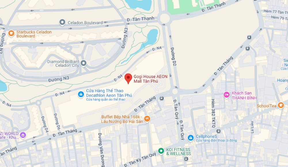 Gogi House Tân Phú nằm trong trung tâm thương mại nhộn nhịp (Ảnh: Google Maps)