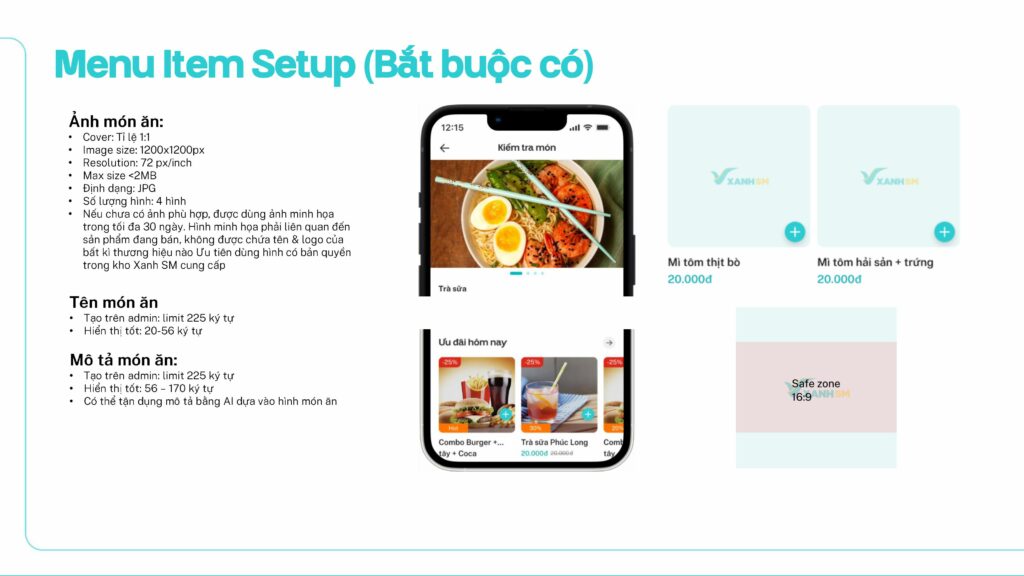 Hướng dẫn quy chuẩn hình ảnh và nội dung đăng tải trên ứng dụng Merchant dành cho Nhà hàng