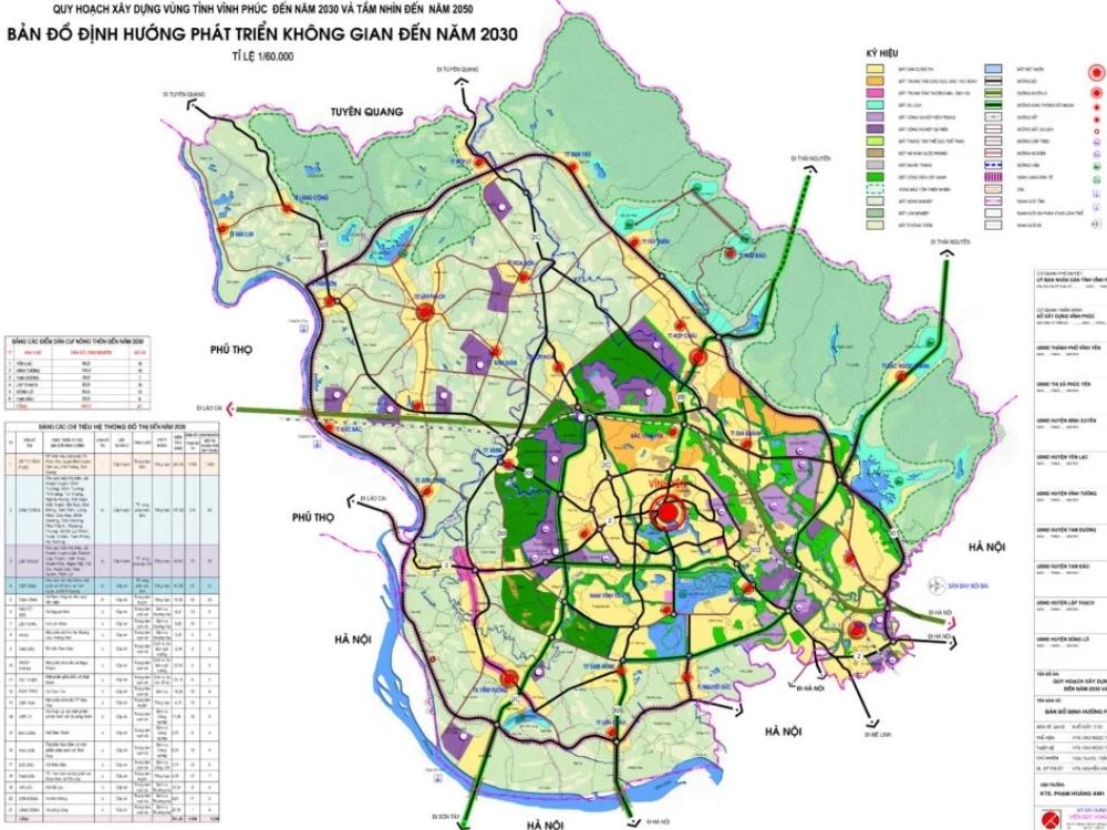 Hình ảnh bản đồ định hướng phát triển không gian tỉnh Vĩnh Phúc đến năm 2030 (Ảnh: duanonline.com.vn)