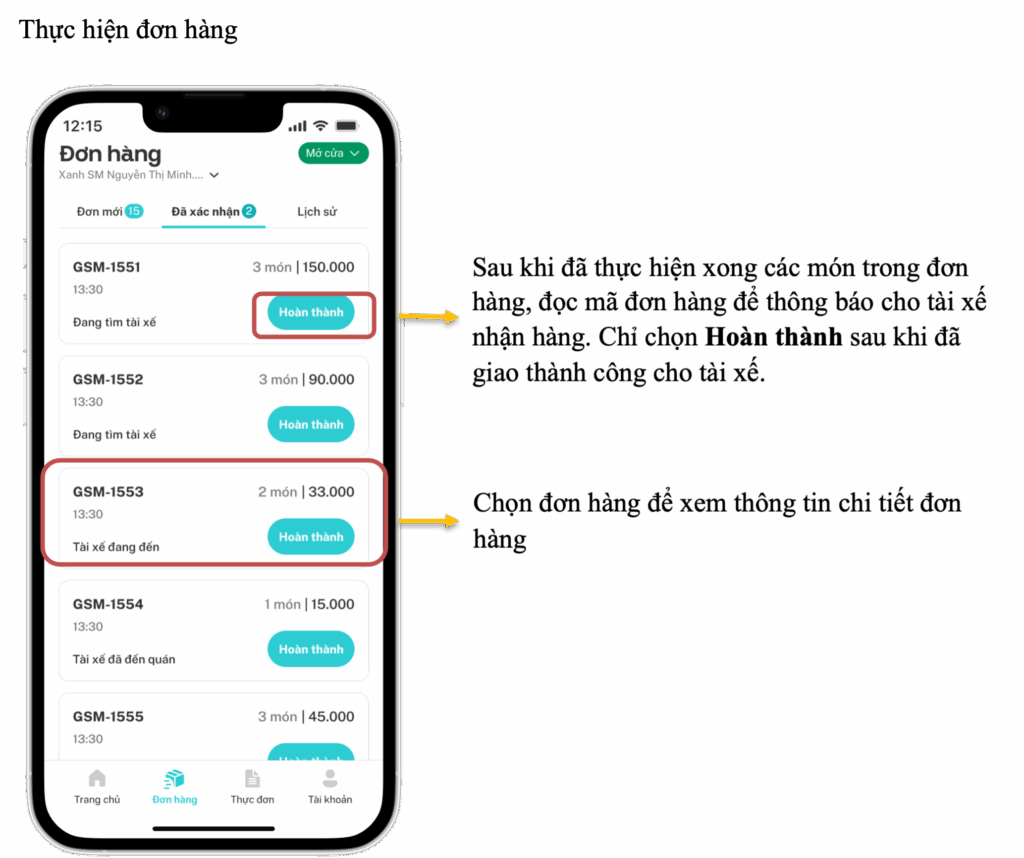 Hướng dẫn sử dụng ứng dụng Merchant Xanh SM Ngon