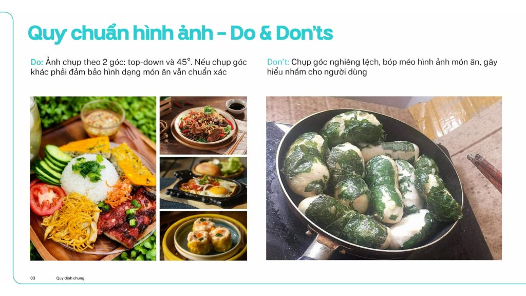 Hướng dẫn quy chuẩn hình ảnh và nội dung đăng tải trên ứng dụng Merchant dành cho Nhà hàng