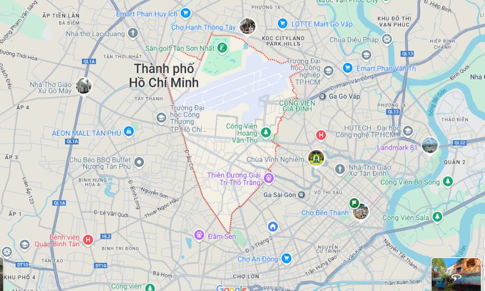 Quận Tân Bình nằm ở phía Tây Bắc trung tâm thành phố (Ảnh: Sưu tầm Internet)