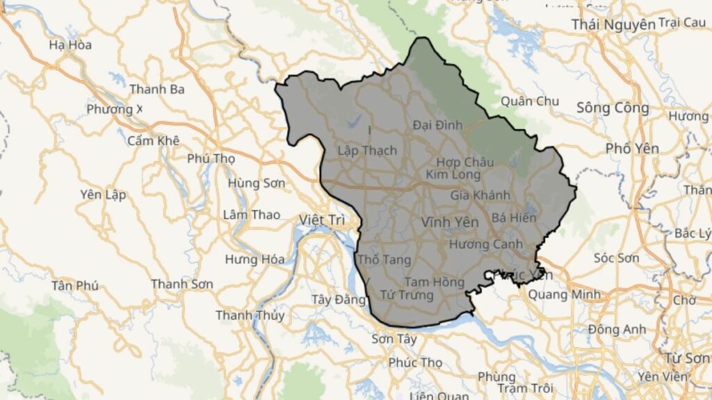 Bản đồ Vĩnh Phúc theo đơn vị hành chính & điểm du lịch