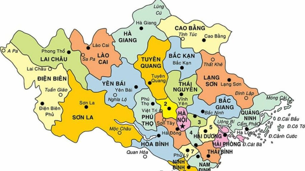 bản đồ miền bắc việt nam