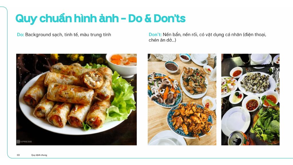 Hướng dẫn quy chuẩn hình ảnh và nội dung đăng tải trên ứng dụng Merchant dành cho Nhà hàng