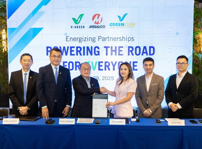 V-GREEN AND GSM PHILIPPINES SIGN STRATEGIC PARTNERSHIP WITH MERALCO TO PROMOTE EV INFRASTRUCTURE DEVELOPMENT IN THE PHILIPPINES