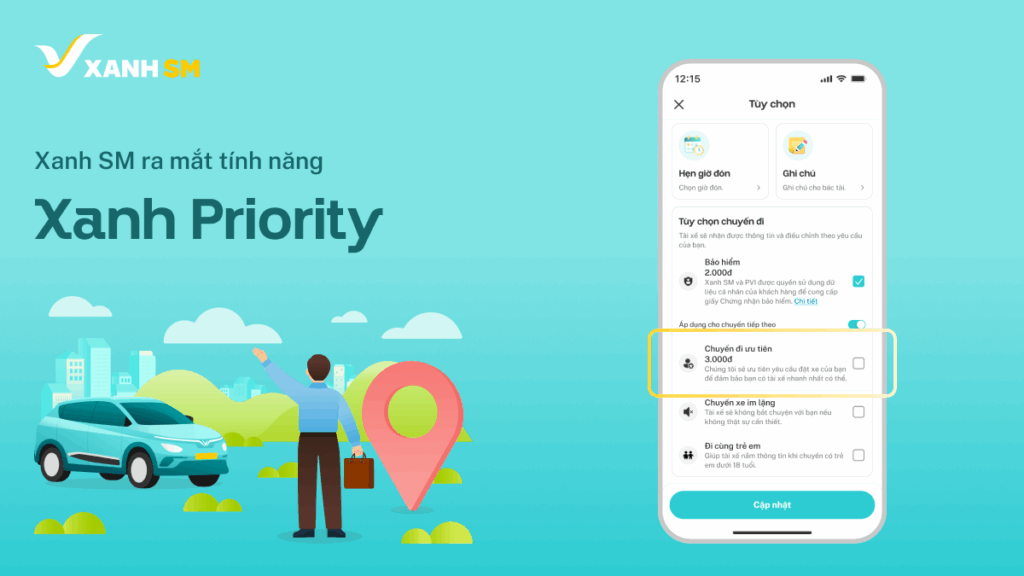 Xanh SM giới thiệu tính năng mới Chuyến đi ưu tiên - Xanh Priority