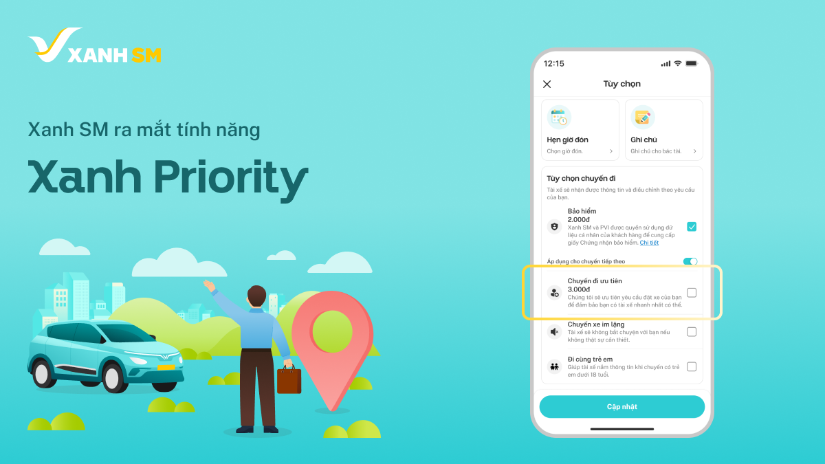 Xanh SM giới thiệu tính năng mới Chuyến đi ưu tiên - Xanh Priority