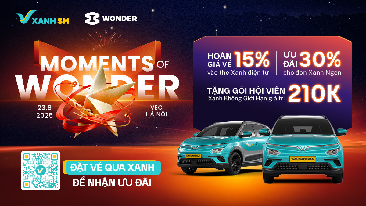 Đi 8Wonder, gọi Xanh – Ưu đãi lên tới 50K, đặc quyền hấp dẫn khi mua vé qua Xanh SM