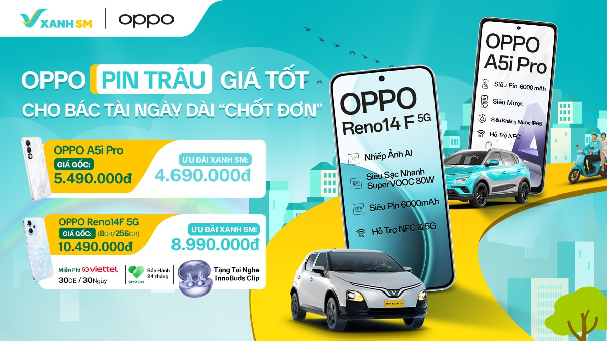 OPPO pin "trâu" giá tốt - Cho Bác tài ngày dài "chốt đơn"