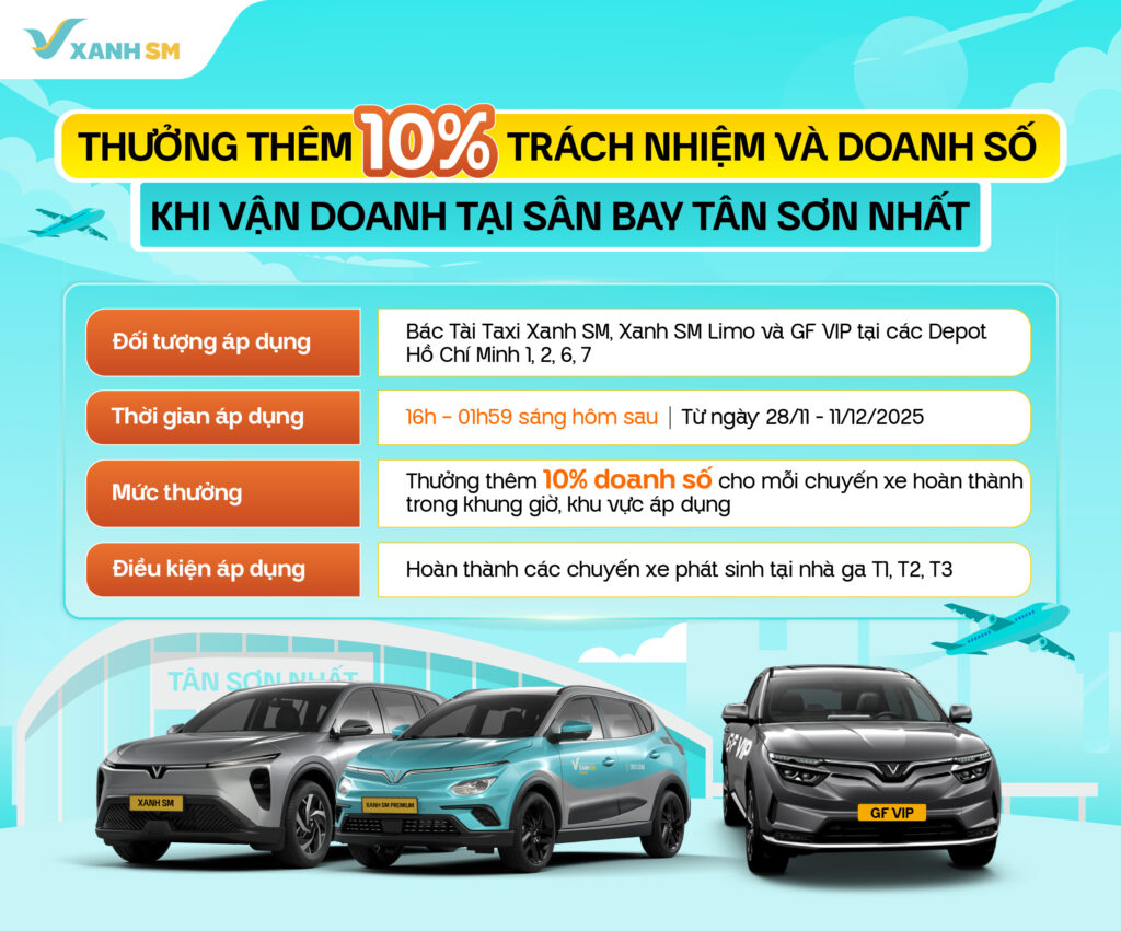 Chính sách thưởng thêm 10% trách nhiệm và doanh số khi vận doanh tại sân bay Tân Sơn Nhất
