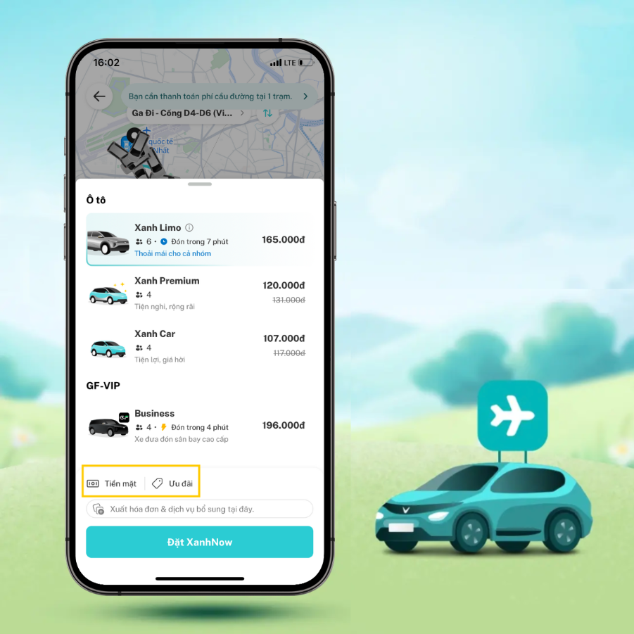 Cách sử dụng dịch vụ XanhNow tại sân bay