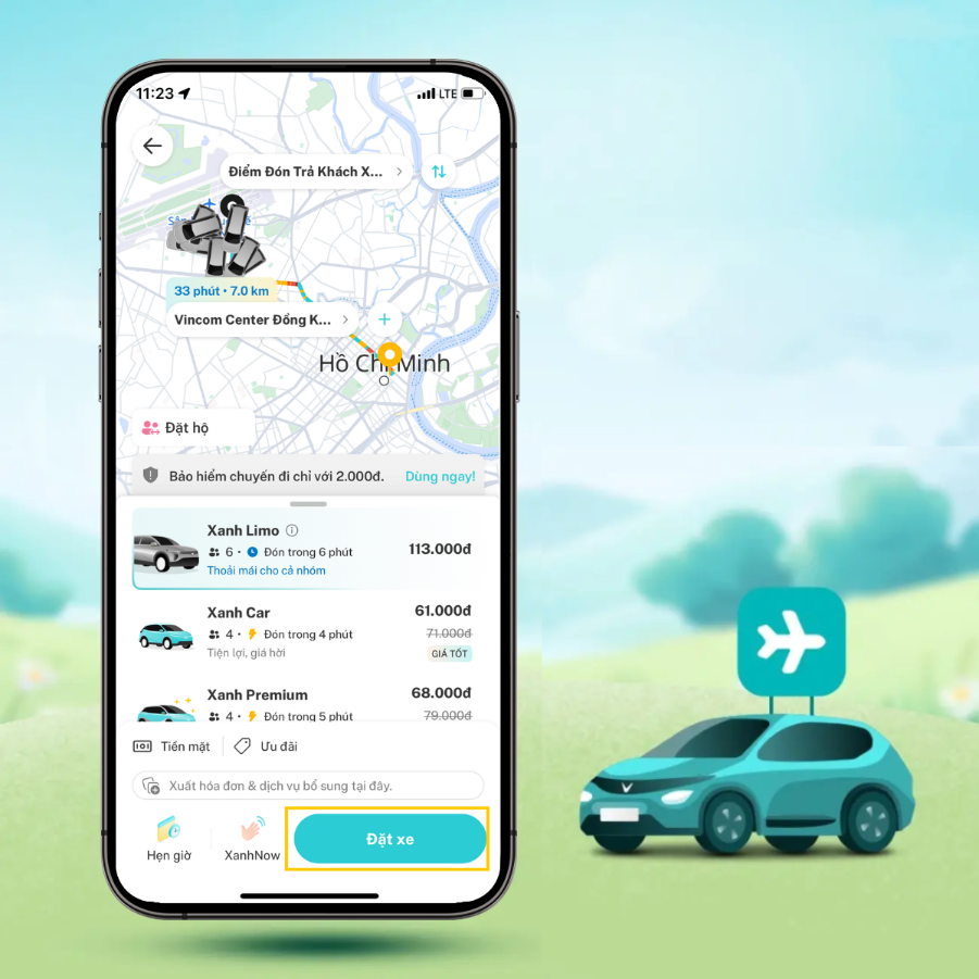 Các bước thực hiện đặt xe công nghệ thông qua ứng dụng Xanh SM
