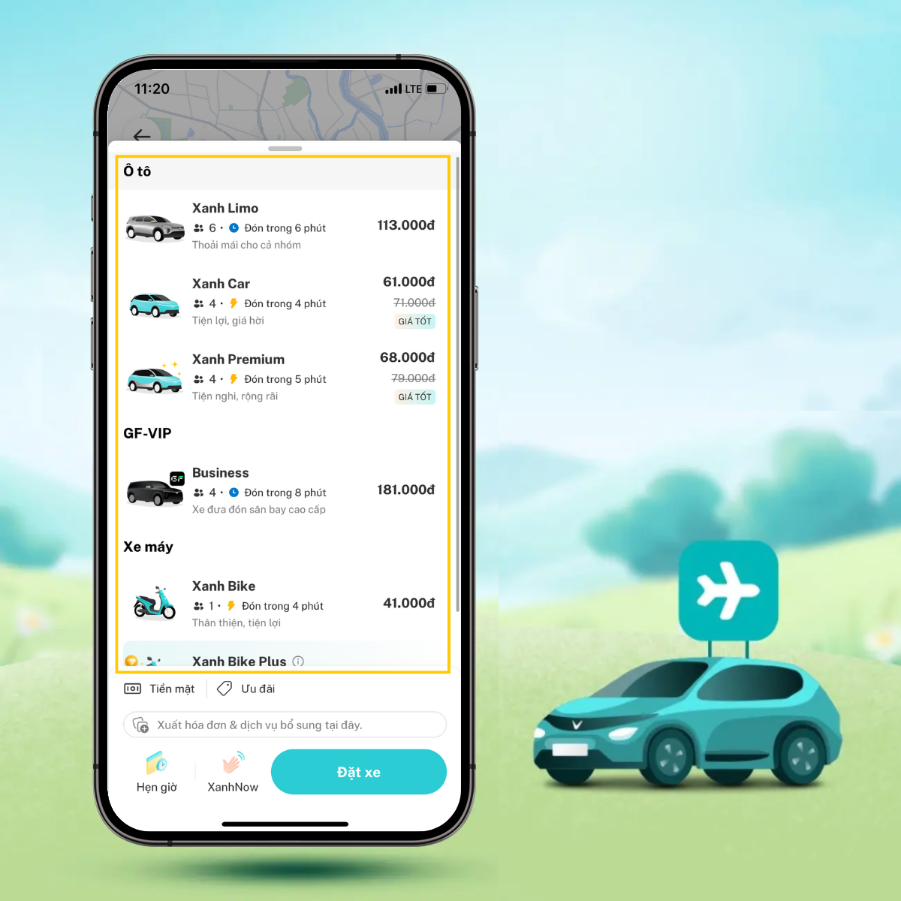 Các bước thực hiện đặt xe công nghệ thông qua ứng dụng Xanh SM