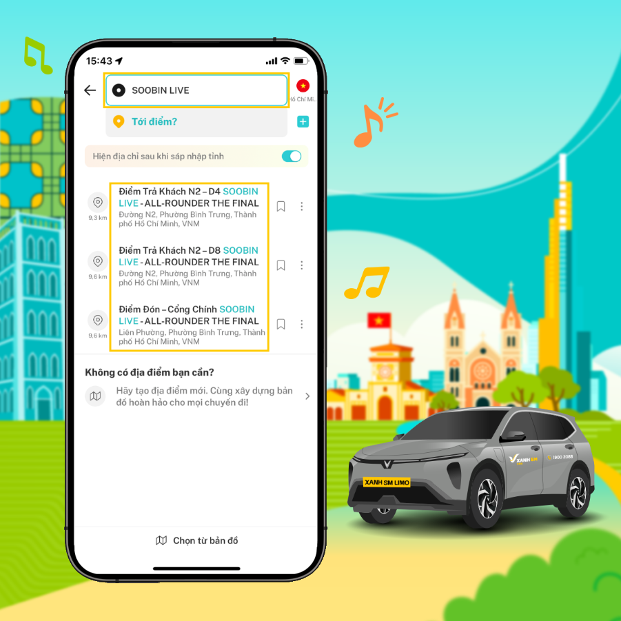 Hướng dẫn sử dụng XanhNow & điểm đón xe tại Soobin Live Concert: All-Rounder The Final 2025 - The Global City 