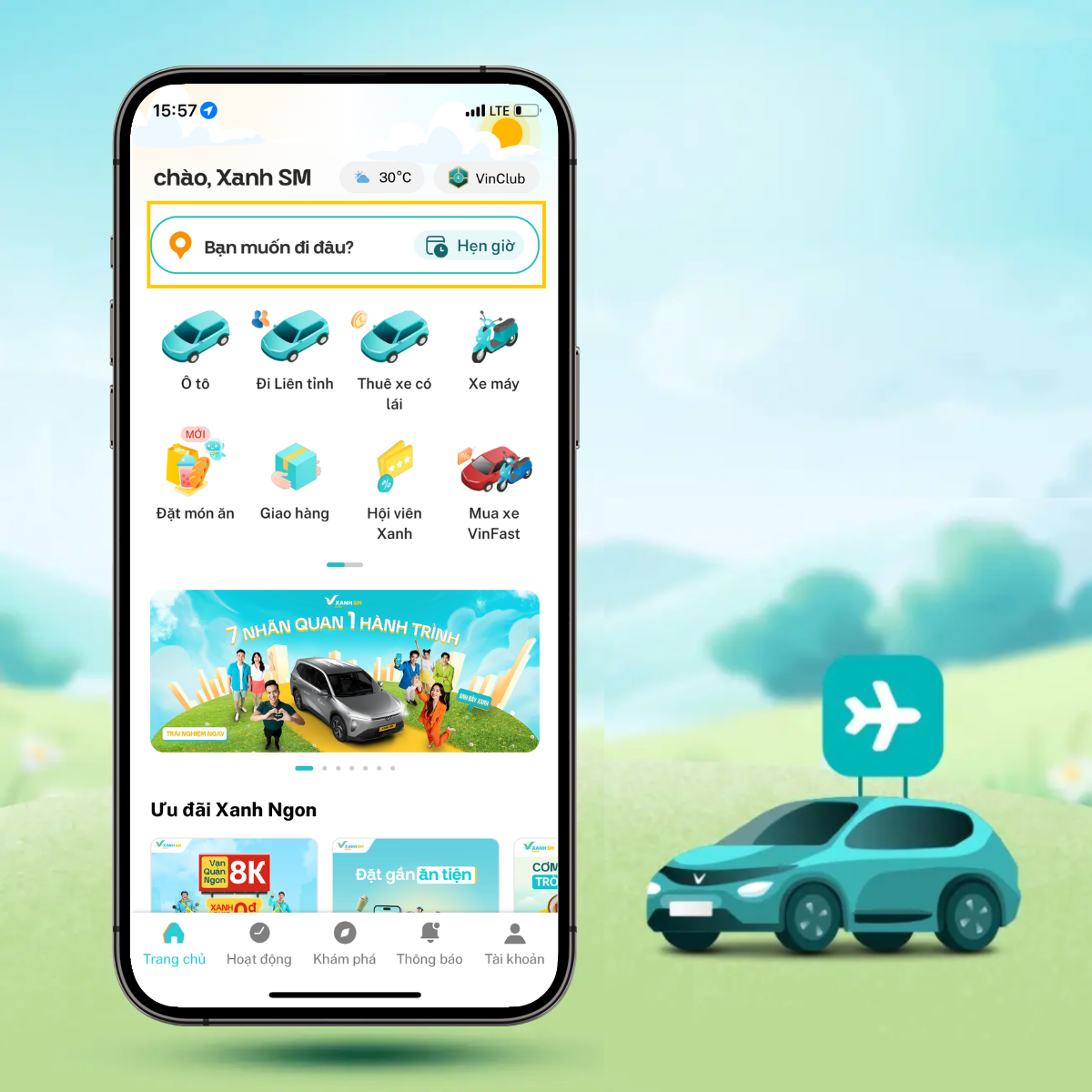 Bước 1: Mở ứng dụng Xanh SM