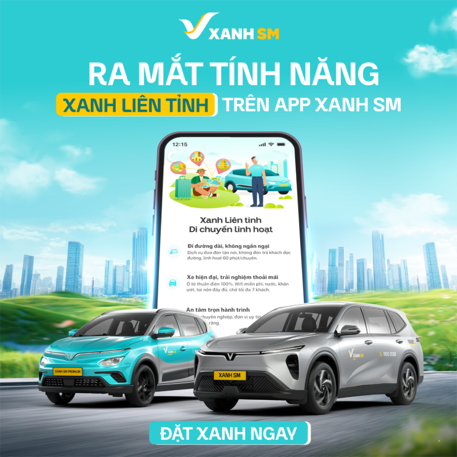 Ra mắt tính năng Xanh Liên Tỉnh trên ứng dụng Xanh SM
