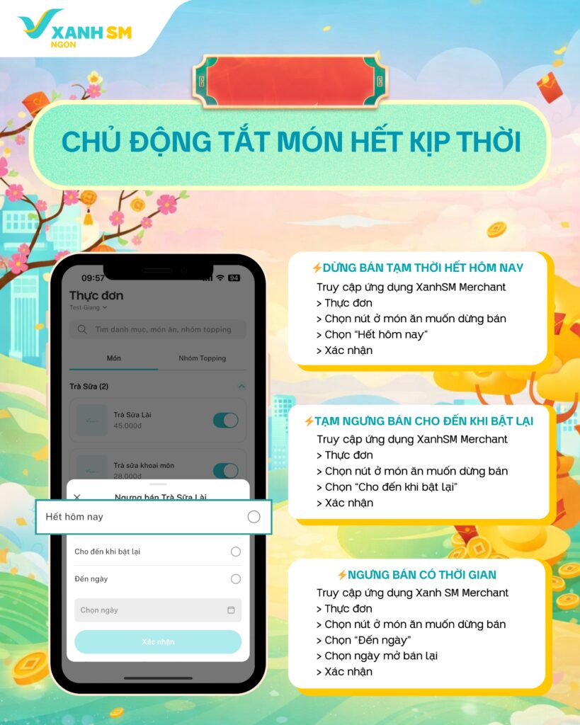 4. Chủ động cập nhật món kịp thời