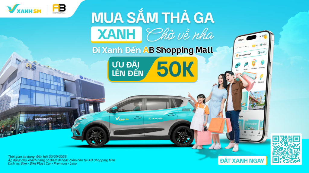 Ưu đãi di chuyển lên đến 50K khi đến A&B Shopping Mall