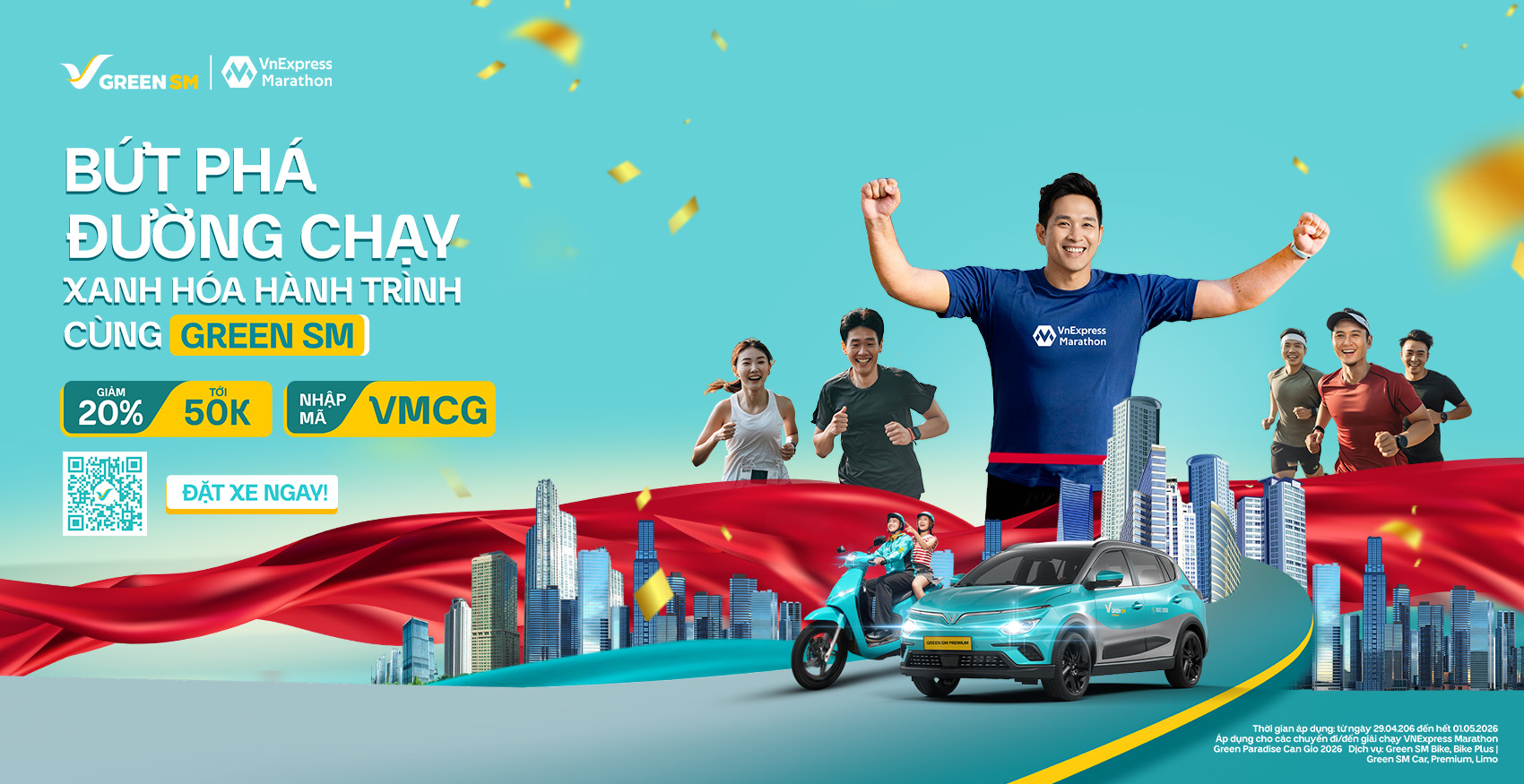 Green SM đồng hành cùng VnExpress Marathon Green Paradise Can Gio 2026 – Ưu đãi di chuyển lên đến 20%