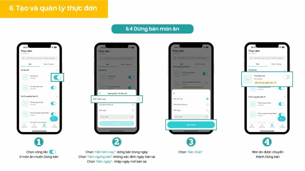 Chuyển Trạng thái thành Dừng bán