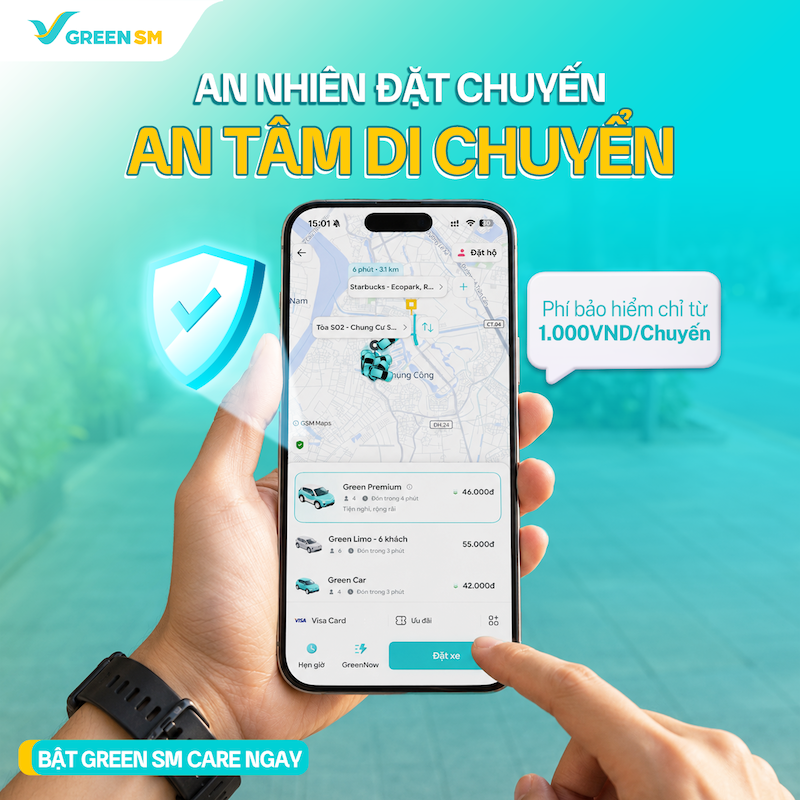 green sm care decorative illustration with mobile interface