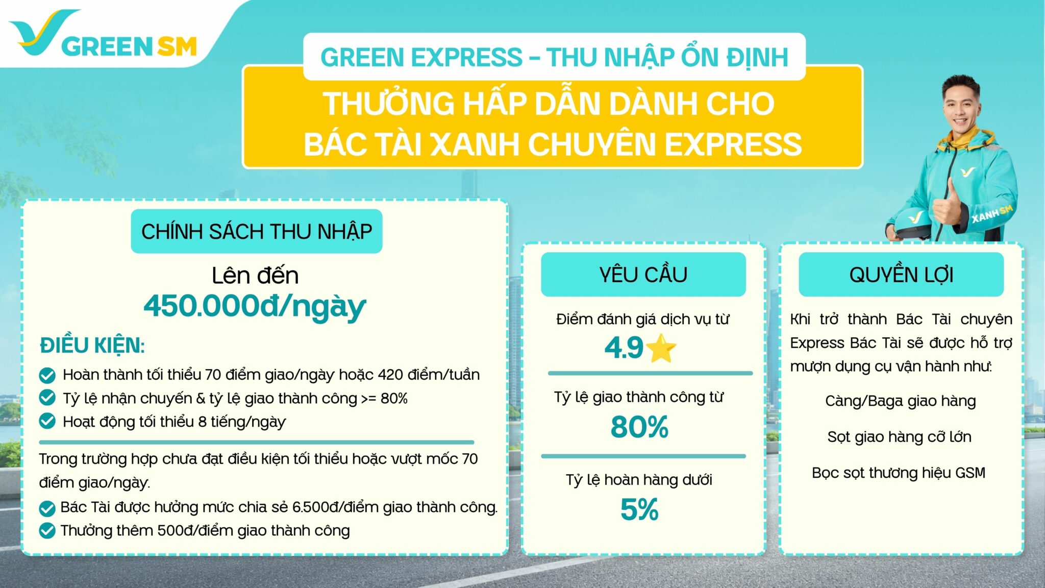 Green Express thu nhập ổn định thưởng hấp dẫn
