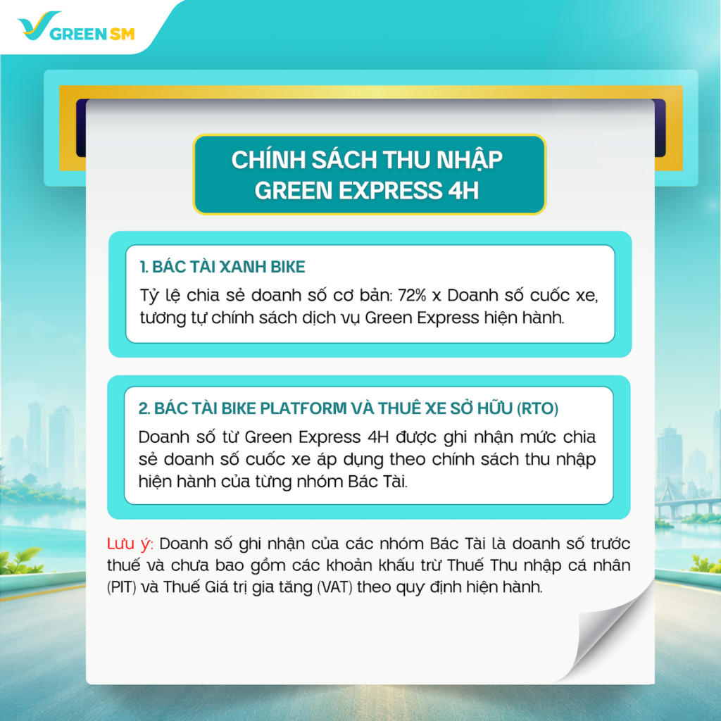Ra Mắt Dịch Vụ Green Express 4h - Thêm Cơ Hội Nhận Đơn, Mở Rộng Nguồn Thu Nhập