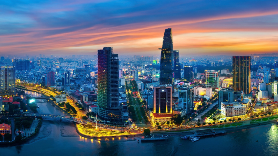 Sunset at Ho Chi Minh city. 