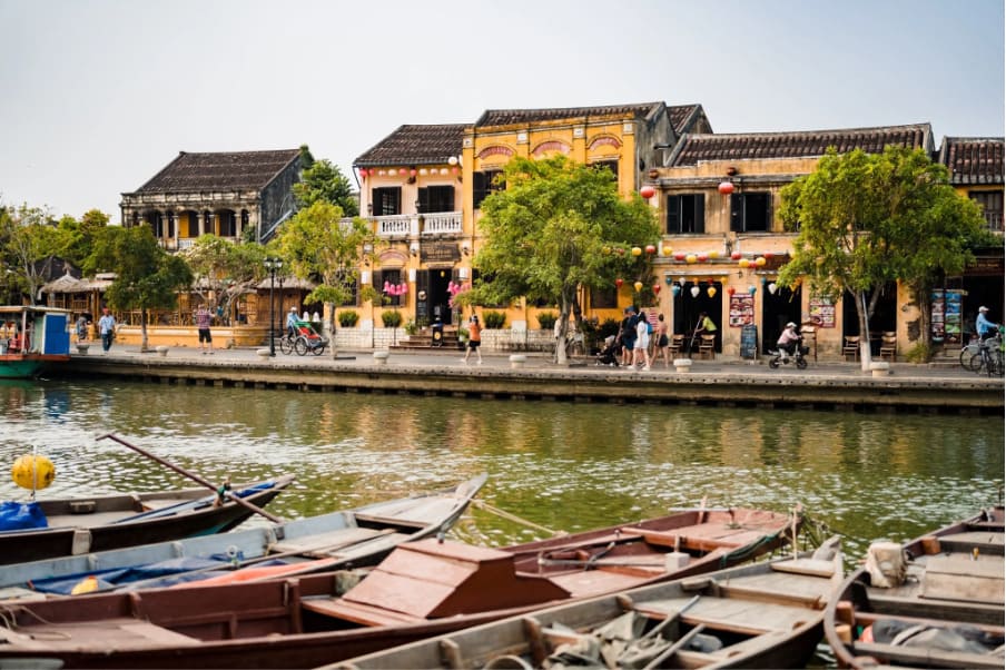 Hoi An's Ancient Town glows under clear central Vietnam skies 