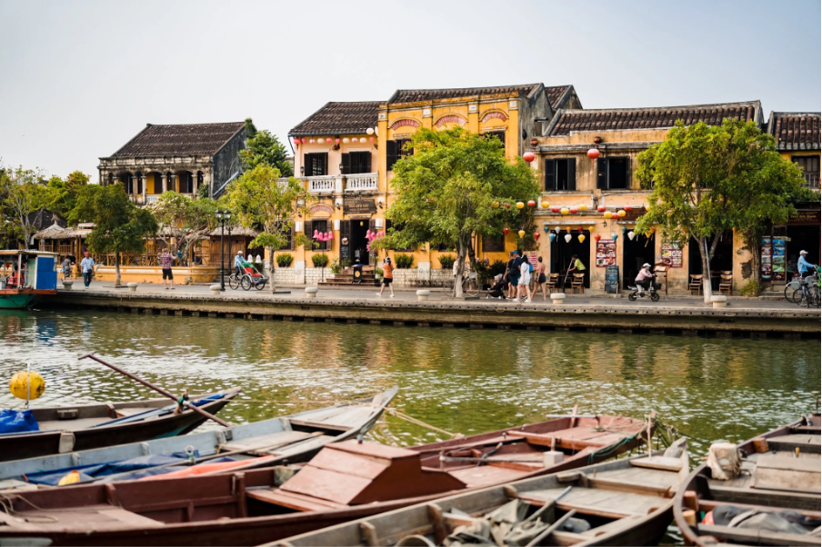 Hoi An's Ancient Town glows under clear central Vietnam skies. 