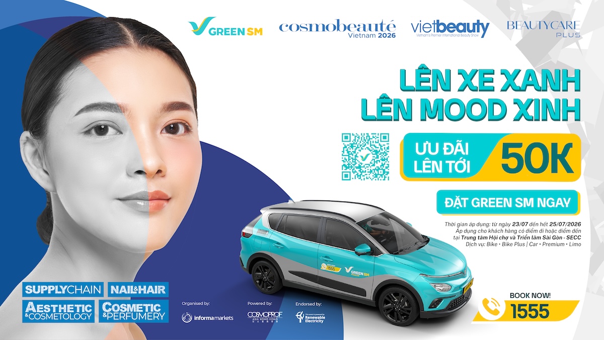 Triển lãm làm đẹp Vietbeauty & Cosmobeauté Vietnam, BeautyCare Plus Hợp Tác Cùng Green SM Mang Đến Ưu Đãi Di Chuyển Lên Tới 50.000 VNĐ