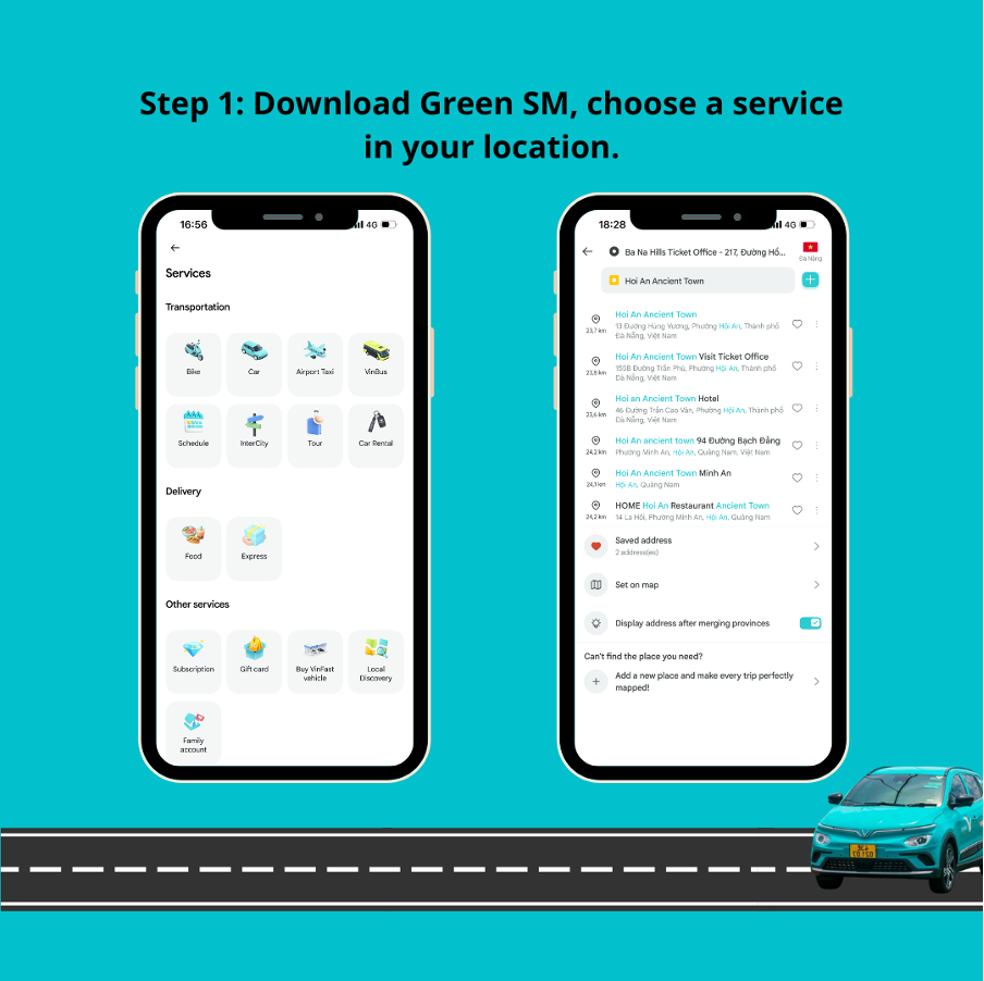 Step 1. Download the Green SM app from the App Store or Google Play. Enter your location then select one of the services as an example.