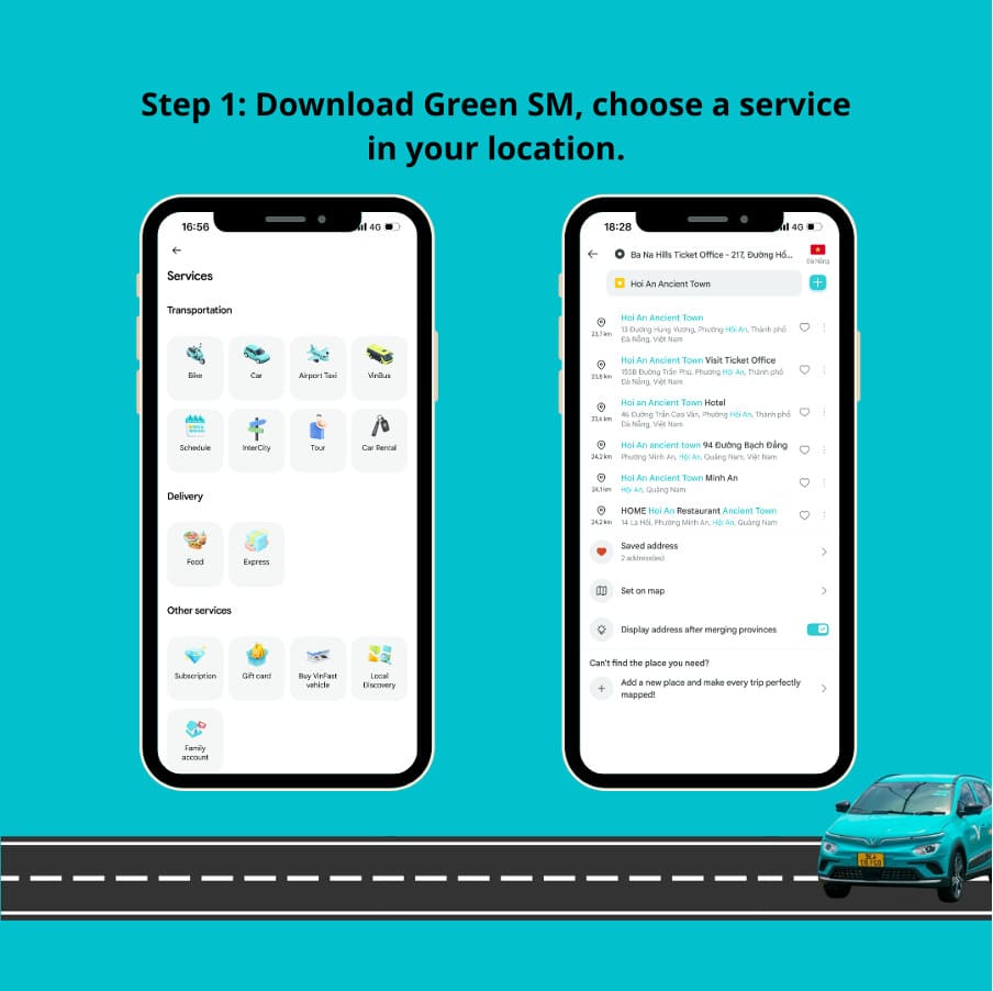 Step 1. Download the Green SM app from the App Store or Google Play. Enter your location then select one of the services as an example.