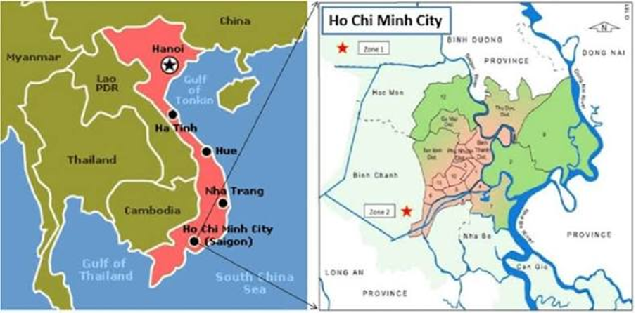 Map of Ho Chi Minh City.