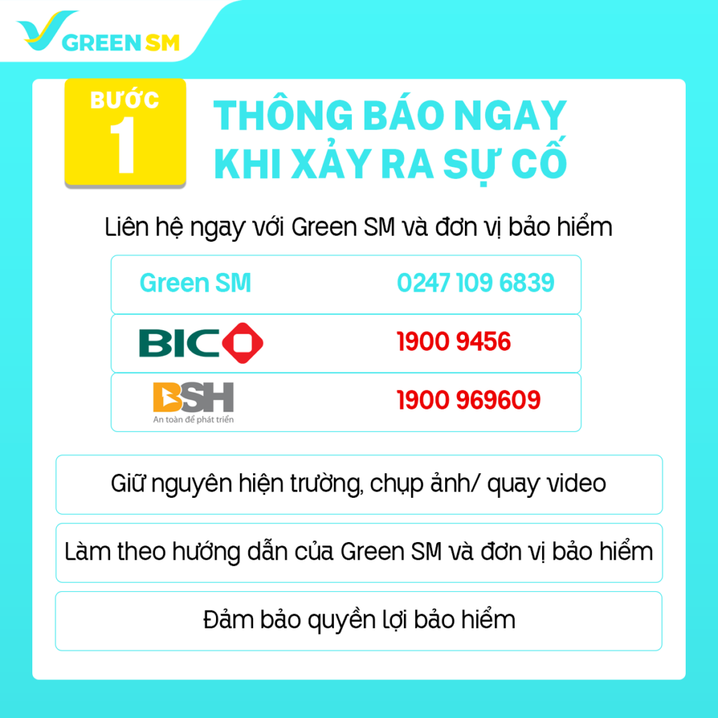 BƯỚC 1: THÔNG BÁO NGAY KHI XẢY RA SỰ CỐ