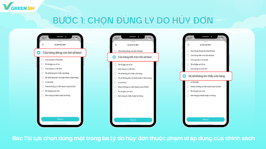 Cập nhật tính năng: Xác minh lý do hủy đơn Food & nâng cao hiệu suất hoạt động Bác Tài