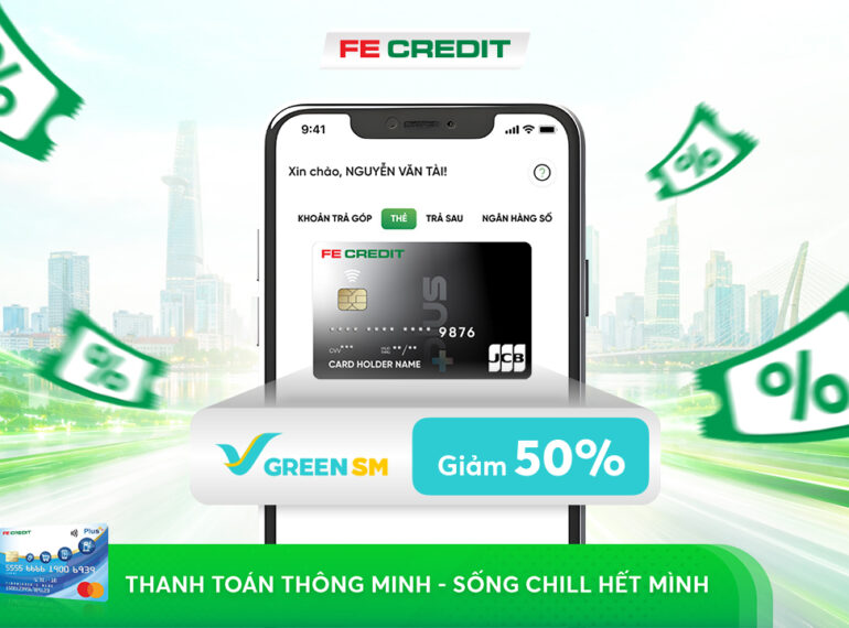 Green SM hợp tác cùng FE Credit - Ưu đãi di chuyển lên đến 50%