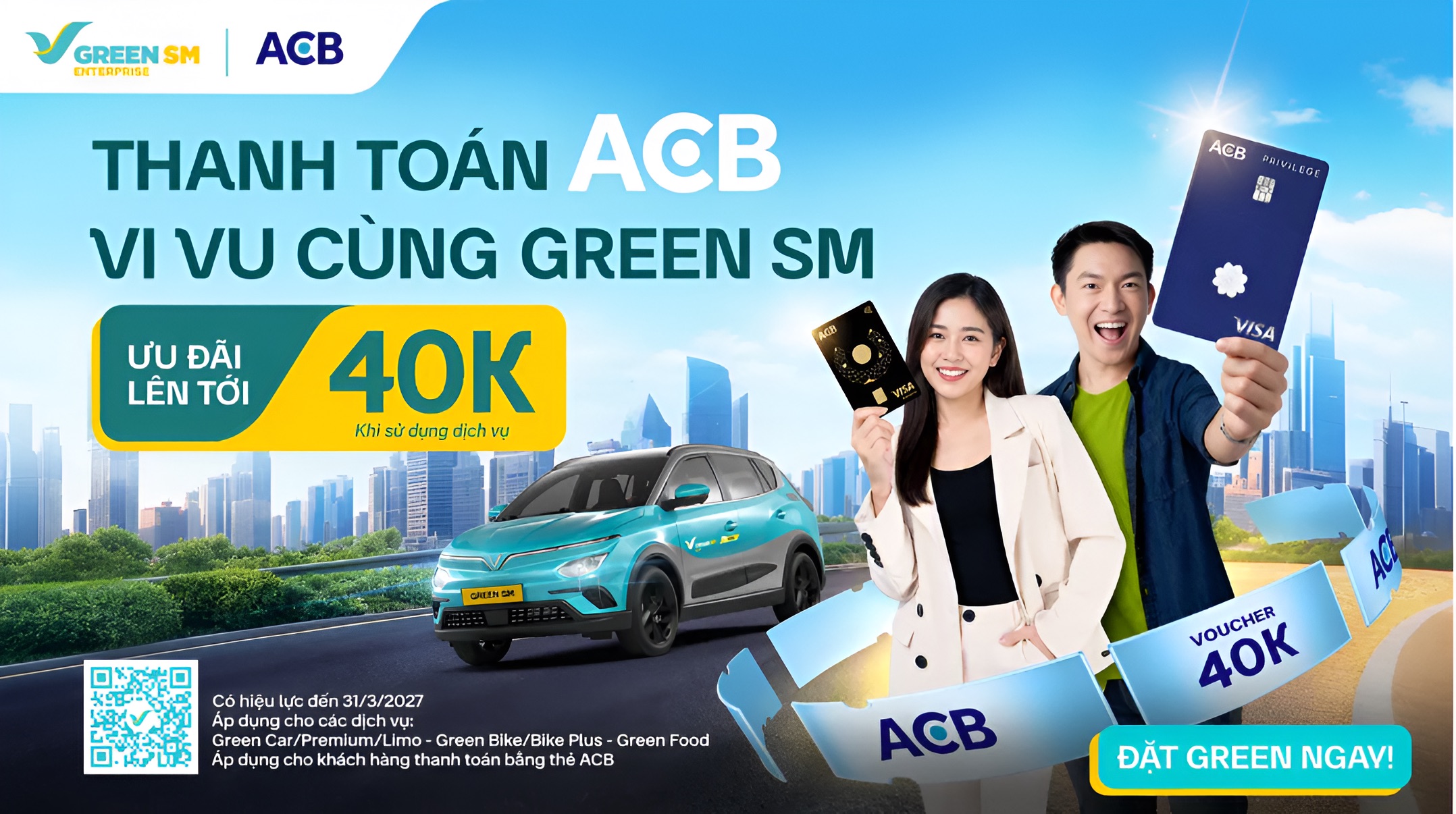 ACB x Green SM: Thêm ưu đãi mỗi ngày khi thanh toán bằng thẻ ACB