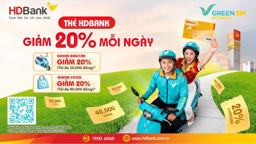 Tận hưởng ưu đãi di chuyển và ẩm thực khi thanh toán bằng thẻ HDBank