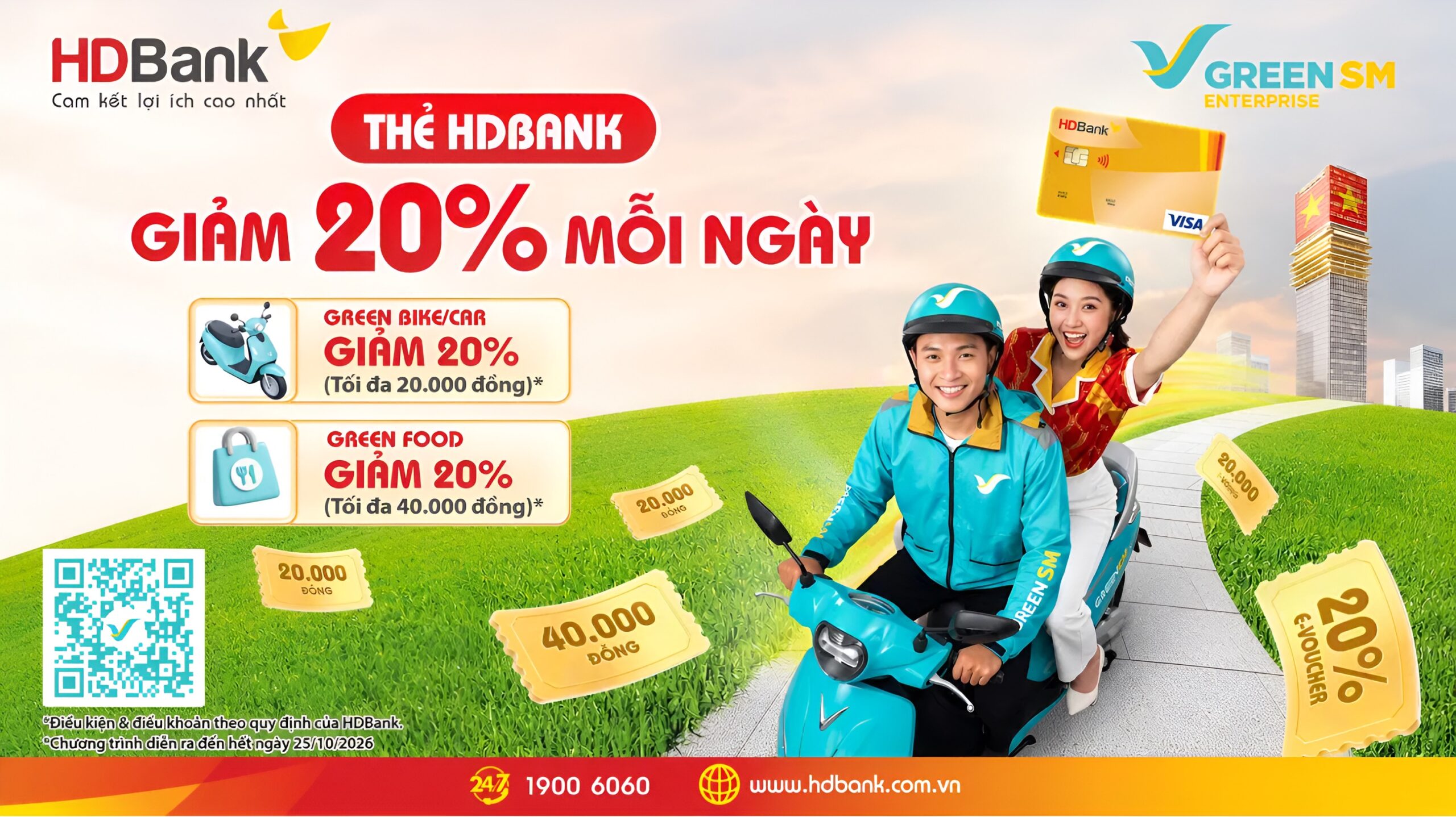 Tận hưởng ưu đãi di chuyển và ẩm thực khi thanh toán bằng thẻ HDBank